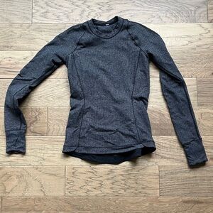 Lululemon Runderful Long Sleeve Performance Top Black Herringbone Size 6